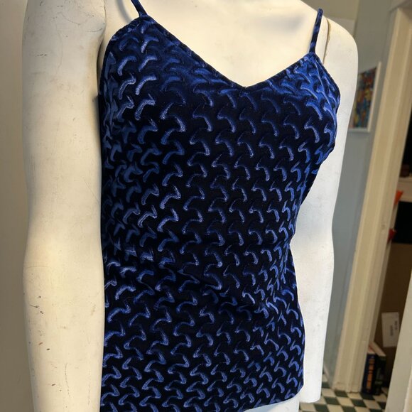ALGO Blue Velvet Psychedelic Low-Back Top — Size 6 (Made in Canada) ALGO Velvet - Picture 2 of 4